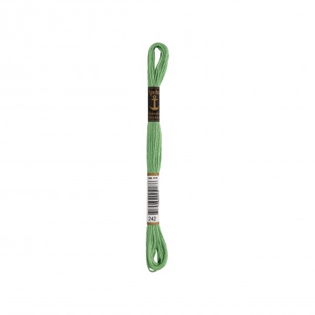 Meada de linha de bordar Anchor Stranded Cotton, filosele cor 242 verde Meada de linha de bordar Anchor Stranded Cotton, filosele cor 242 verde